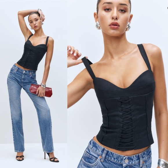 Reformation Tops - NWT Reformation Gaia Linen Lace-Up Sleeveless Top Black Size 6